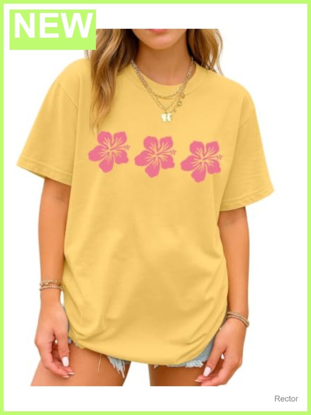 Oversized Graphic T-Shirt Floral Print Short Sleeve Crew Neck Casual Tee